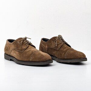 Hugo Boss Men Distress Brown Suede Lace-up Oxford Rubber Shoes sz 7